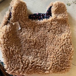 NEW Natural life furry fluffy tan purse
